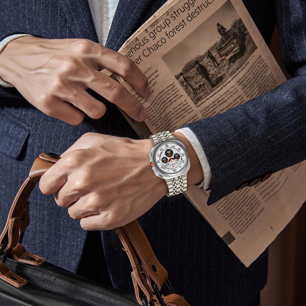 Браслет из нержавеющей стали для Samsung Galaxy Watch Ultra 47 мм, без зазора, сплошной металлический, деловой, замена