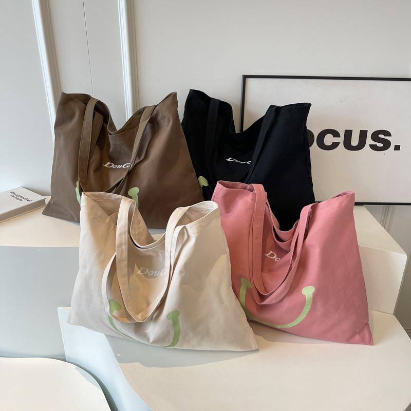 Сумка через плечо со смайлом, женская сумка, большая вместительная сумка для студенток