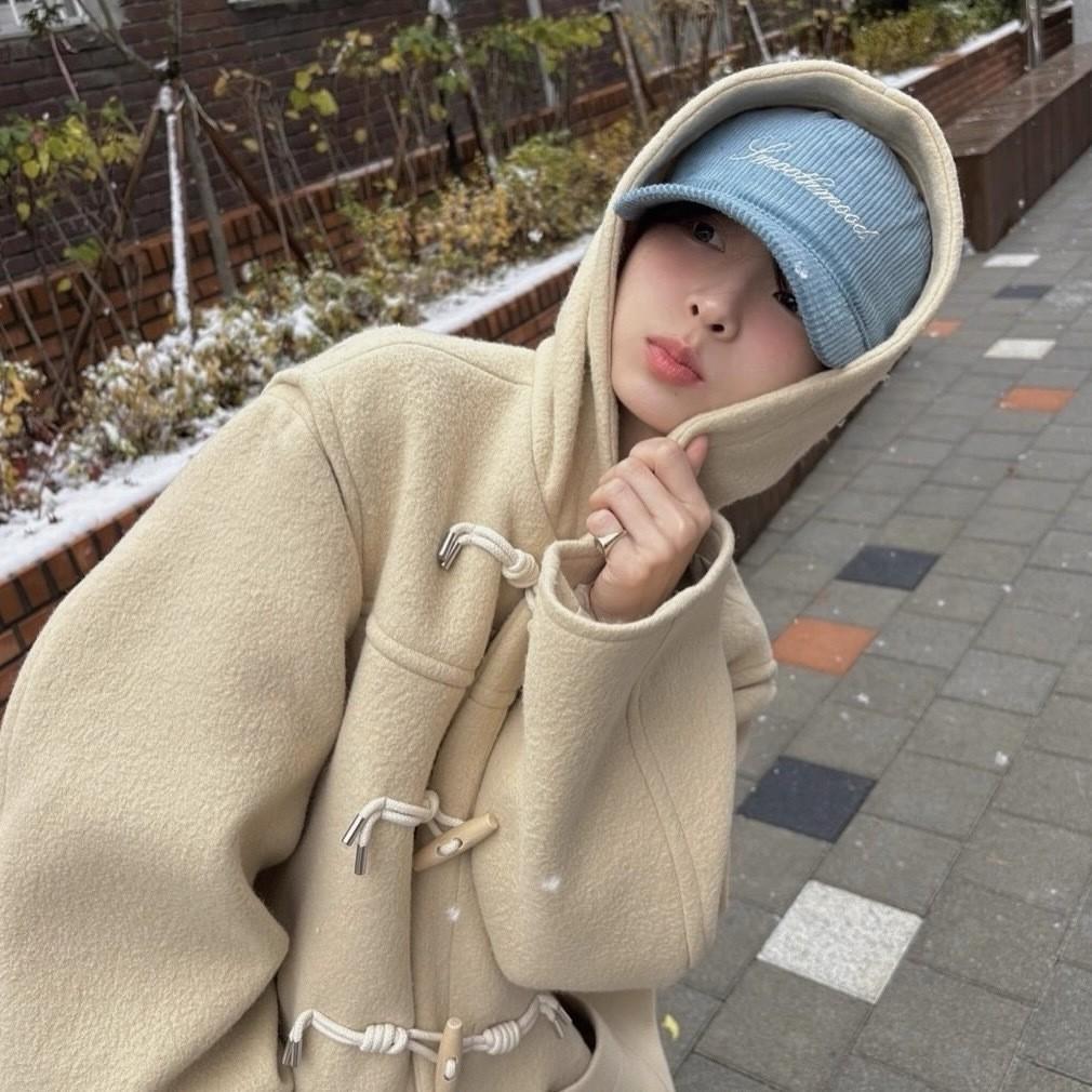 Embroidered Corduroy Baseball Cap With Letter Design For Casual Winter Wear