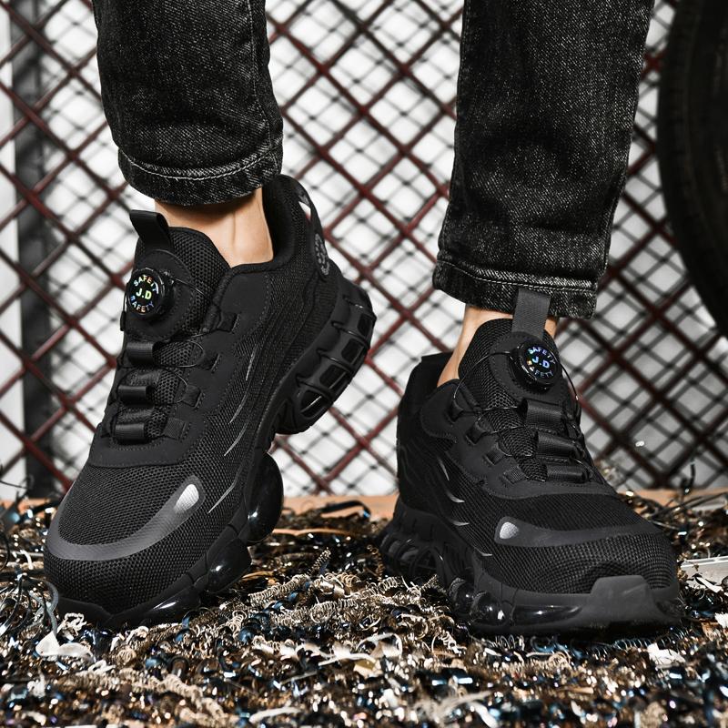 Кроссовки рабочие с вращающимися кнопками, воздушная подушка, стальной носок, защитные ботинки, противоударные рабочие туфли, неразрушаемая защитная обувь для мужчин