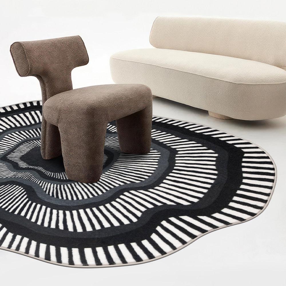 Modern Luxury Irregular Shape Blue Stripe Living Room Carpet Decoration Home Fashion Bedroom Fluffy Rug Lounge Sofa Soft Mats
