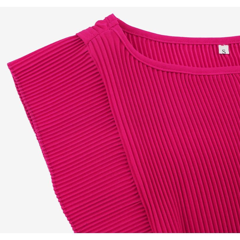 Летние плиссированные однотонные платья с рюшами и рукавами