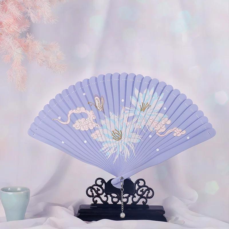 Laoxinmen Bamboo Summer Retro Style Fan Folding Fan Chinese Style Small Fan Women's Han Chinese Clothing Portable Portable Cheongsam Mini