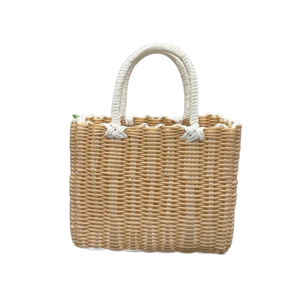 Imitation Rattan Hanging Baskets Square Woven Handbag New Storage Basket  Fruit