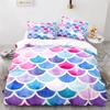 Colorful Fish Scales Bedding Set Twin King For Kids Girl Blue Pink Mermaid Skin Surface Print Duvet Cover Polyester Quilt Cover