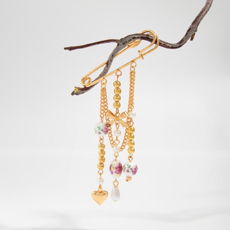 Модная брошь из сплава металла с качающимися кисточками и цветочным шармом, многоцелевые зажимы и украшения для броши на сумку, аксессуар