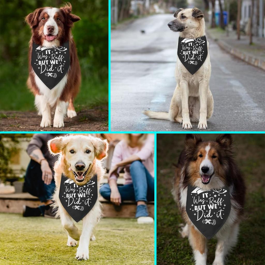 Dog Graduation Bandana It was Ruff but We Did It Dog Graduation Outfits Pet Triangle Scarf Accessories Graduation Announcement Photo Props for Small