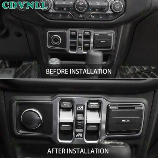 Car Window Lift Switch Button Cover For Jeep Wrangler JL JT 2018-23 Bright White