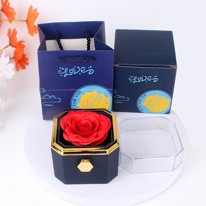 Creative Rotatable Rose Soap Flower Gift Box for Wedding & Birthday-Jewelry Storage Box