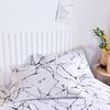 White Bed Sheet With Elastic Band Marbling Printed Single/Queen/King Size Fitted Bed Sheets For Double Beds All-Around Bed Cover