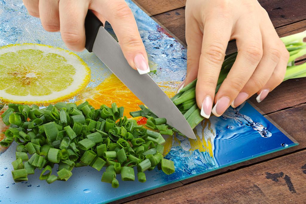 Glass protective plate for the stove 70x52 Fruit