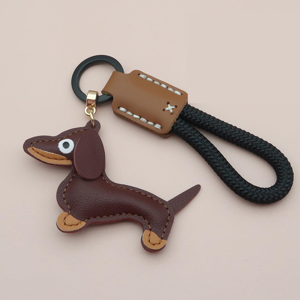 Модный брелок для ключей в виде таксы, мультяшный щенок, сумка, подвеска из искусственной кожи, вешалка, украшение для сумки