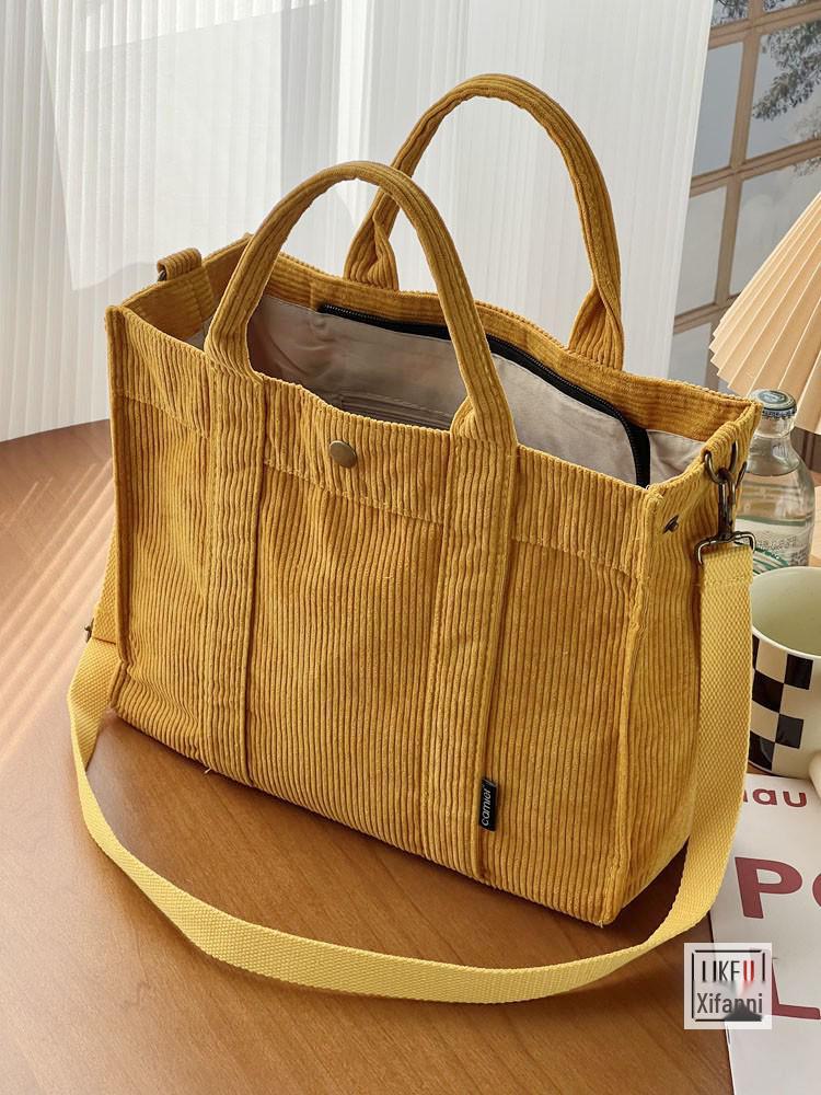 Autumn/Winter Corduroy Commuter Tote: Stylish, Simple, Student-Friendly, Handheld Messenger Bag