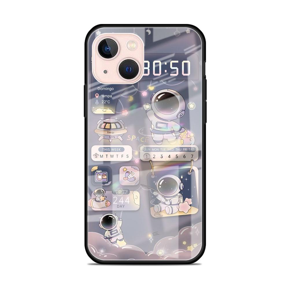 Мультяшный стеклянный чехол с космонавтом для Apple iPhone 14 13 11 12 Pro 7 XR X XS Max 8 6 6s Plus SE 2022 13Pro Закаленная крышка для телефона