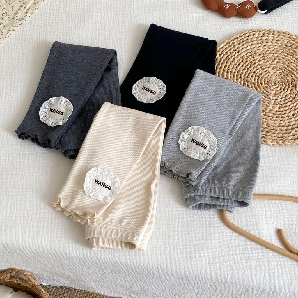 2025 Новый Осенний Стиль Леггинсы Однотонные с Латками на Коленях для Девочек Ясельного Возраста: Модная и универсальная верхняя одежда и брюки