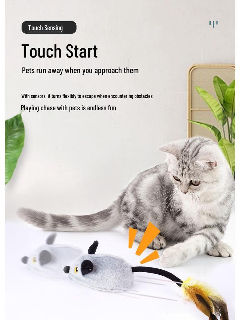 Интерактивная электрическая мышь-тизер: Умная игрушка для кошек с сенсорным управлением и дистанционным управлением