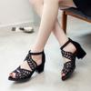 Fashion Women's Sandals Fashionable Rhinestone Fish Mouth 2024 Summer New Hollow-out Large Size Chunky High Heels Midheel Sandals