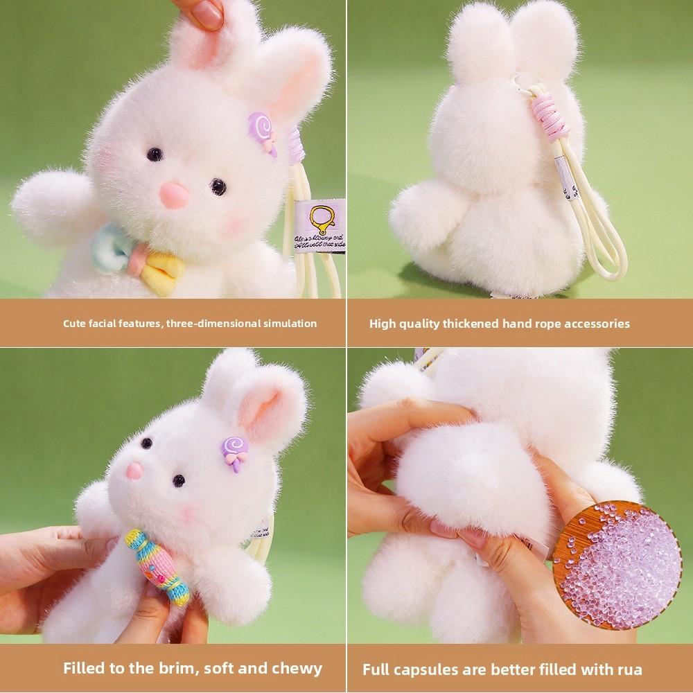 Cute Rabbit Plush Toy Keyring With Soft Fabric Material For Daily Use And Decorations
