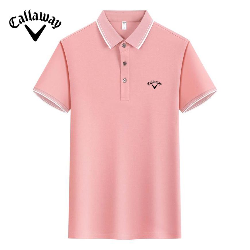 Callaway 2025 Летняя мужская и женская вышитая рубашка-поло Ice Skin Plain Solona Cotton с цветным воротником и блоками