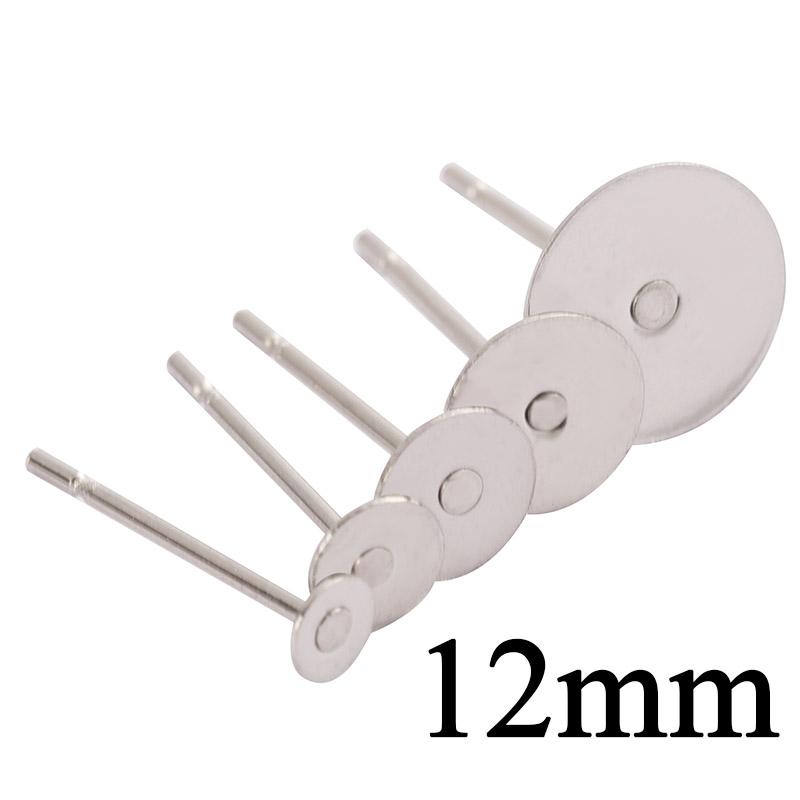 100pcs/lot Stainless Steel Blank Post Earring Studs Pins Steel Flat Round Tray Base for Earring Jewelry Findings Supplies DIY