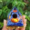 Magic Orgonite Pyramid Amethyst Crystal Sphere with Blue Quartz Natural Cristal Stone Orgone Energy Healing Reiki Meditation Tool Home Decor Gifts