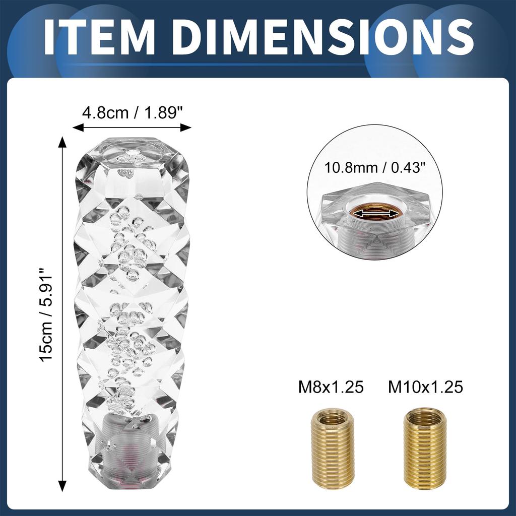 INFINAUTO Ручка переключения передач для автомобиля 15 см Универсальная автоматическая и механическая ручка переключения передач с 2 адаптерами Акриловая белая 1 комплект