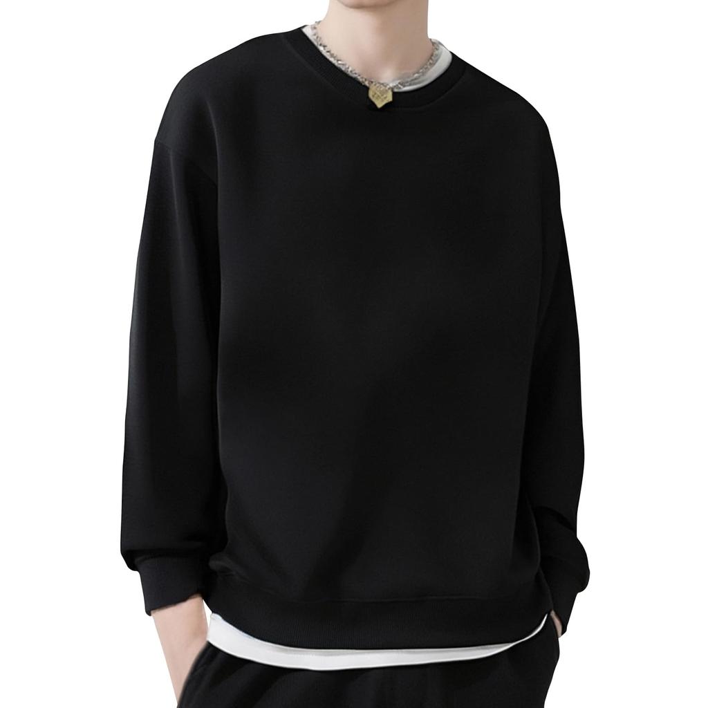 Long Sleeve Oz Round Oversized Long Solid Casual Loose Slimming Crew School [Mmlnrc] Men's Sweatshirt, 11.3 Cotton, Women's Top, Collar, Silhouette,