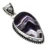 Chevron Amethyst Gemstone 925 Sterling Silver Jewelry Pendant 2.25" Q9L43