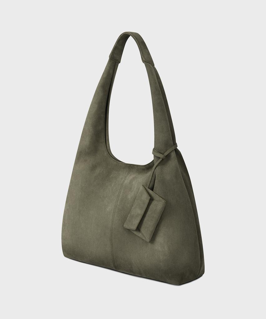 Taeseoul Leaf Hobo Suede Bag (Olive Green)