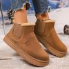 Foreign trade large size snow boots women's autumn and winter solid color flat bottom velvet thickened warm one-pedal cotton boots cotton shoes