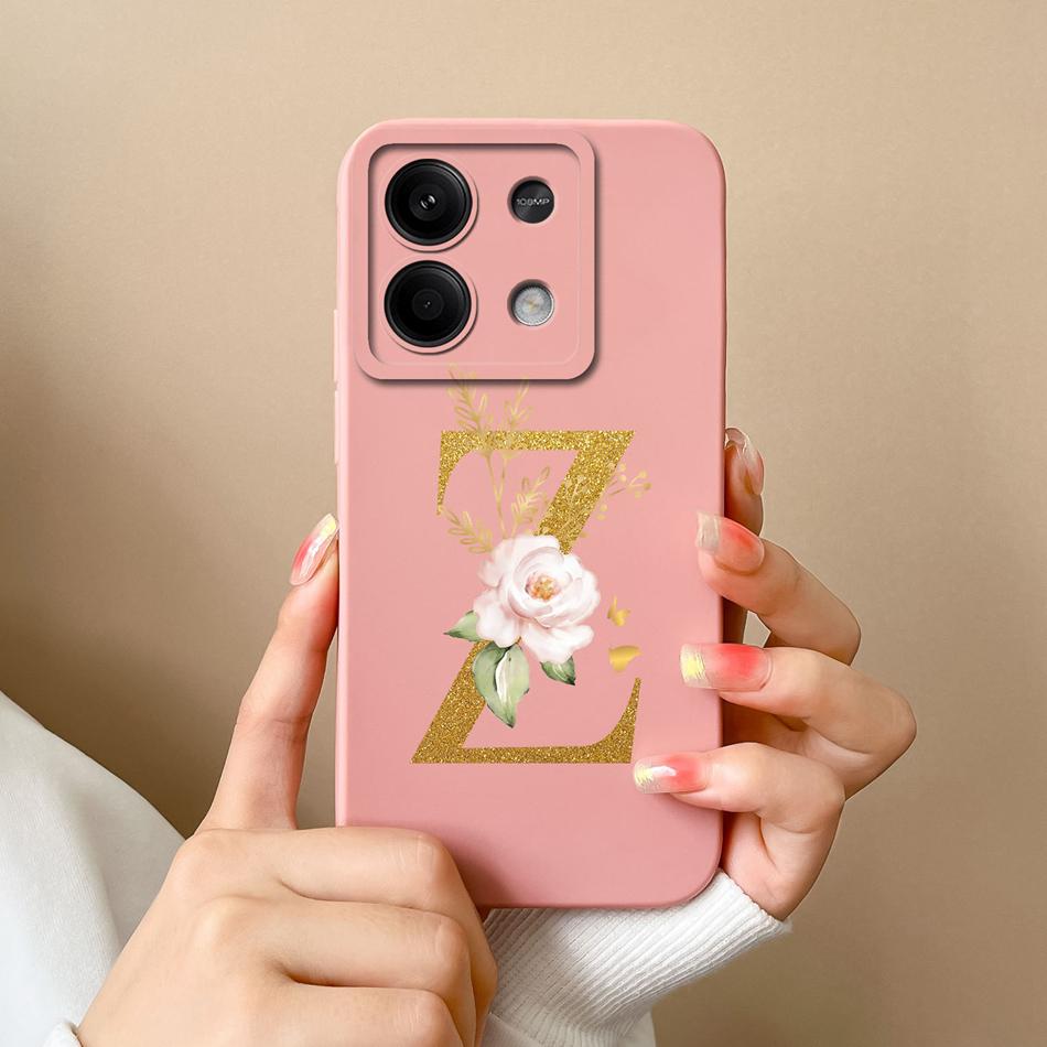 Чехол для телефона для Redmi Note 13 Pro 4G 5G, элегантный с буквой, мягкий жидкий силикон, защита по всему корпусу для Redmi Note13 13Pro, Fundas