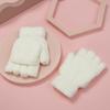Girls Dual-use Thick Knitting Mittens Convertible Flip Top Half Finger Gloves Coral Velvet  Gloves