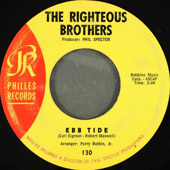 7-дюймовая пластинка RIGHTEOUS BROTHERS Ebb Tide I Love You For Sentime 130 Philles Records 1965 США Рок Б/у