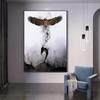 Abstract Eagle and Girl Canvas Painting Modern Posters and Print Nordic Wall Art Pictures for Living Room Home Decoration