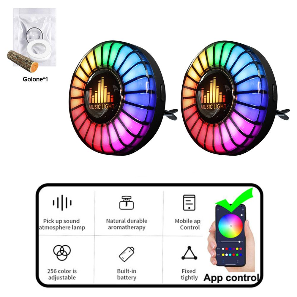 Автомобильный музыкальный звукосниматель, ритм-лампа, освежитель воздуха, светодиодная лента RGB, управление звуком, голосовой ритм, атмосфера, свет, многоцветное управление через приложение