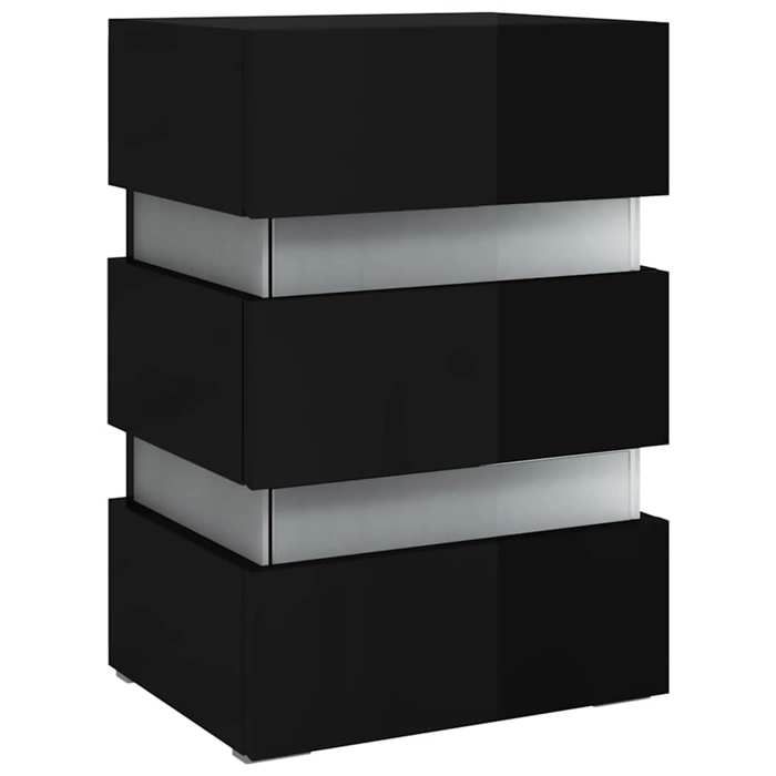 Table de chevet - Maison Exclusive - LED intégré - Bois d'ingénierie - Noir brillant