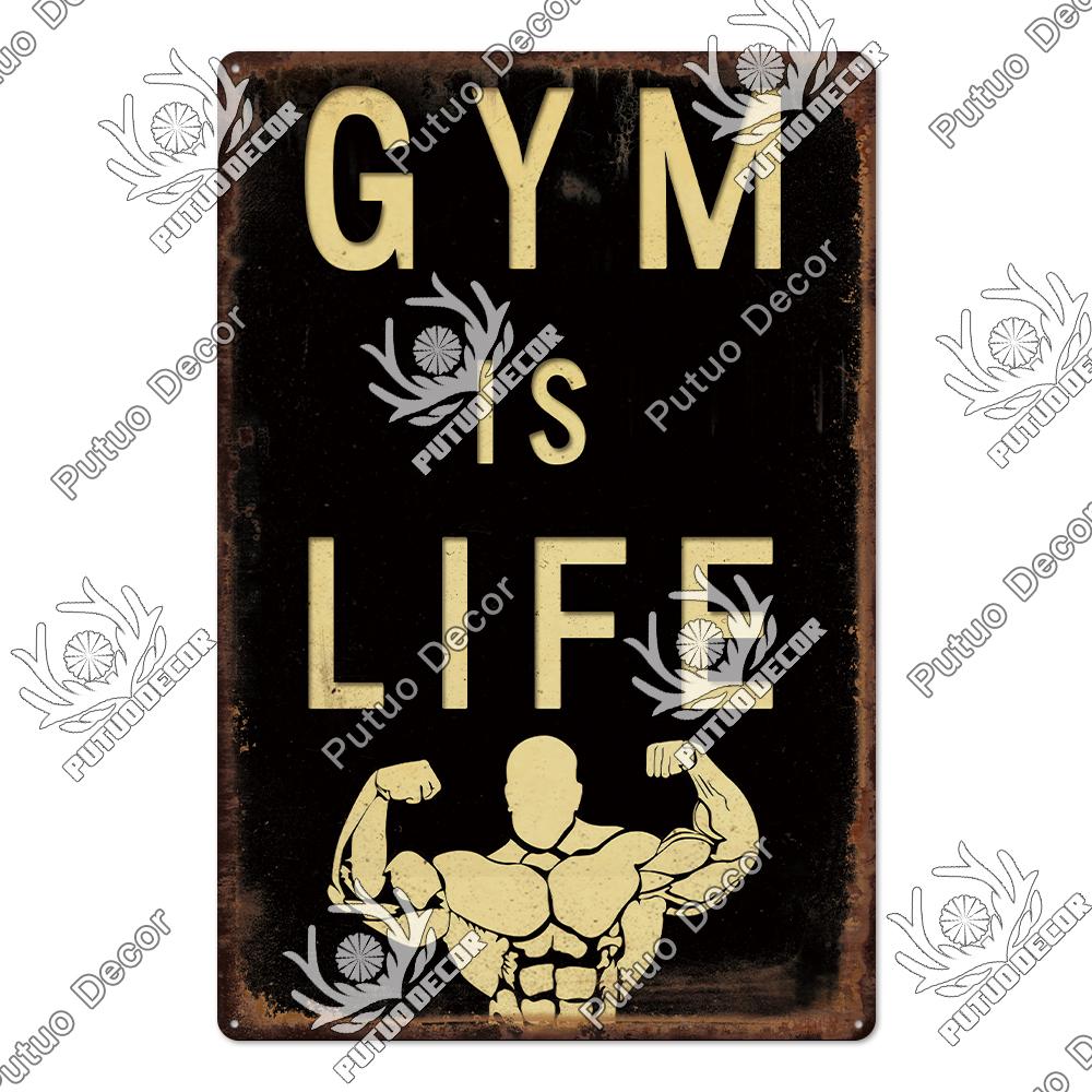Mfoever Tin Sign Decor Gym Vintage Tin Signs Plaque Metal Plates Retro Posters Work Out Wall Art Decorative for Home Man Cave Gym Room