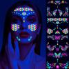 Music Festival Fluorescent Face Stickers, Waterproof Nightclub Masquerade Ball Neon Glow Tattoo Stickers
