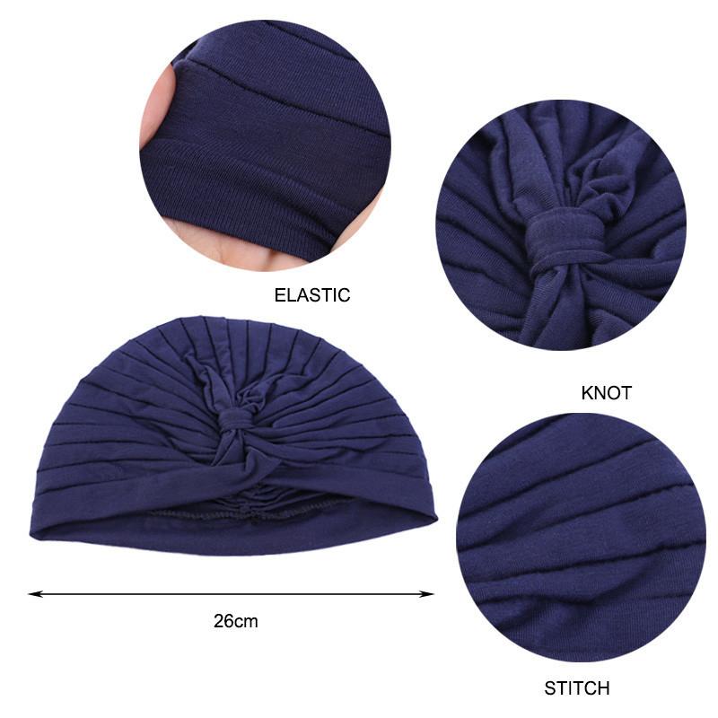 Indian Muslim Women Turban Jersey Hijab Bonnet Pleated Cap Hair Loss Hat Islamic Under Scarf Head Wrap Chemo Caps Beanies Cover