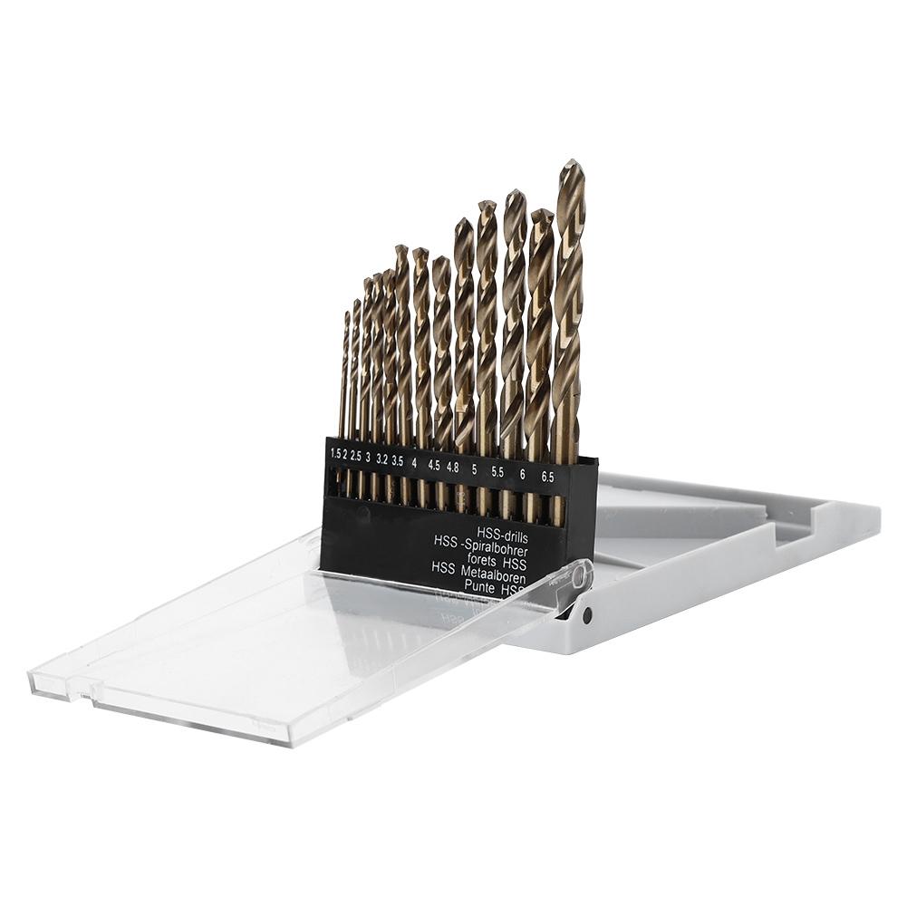 13Pcs Twisted Drill Bit High Speed Steel HSS CO Straight Handle M35 Drilling Tool