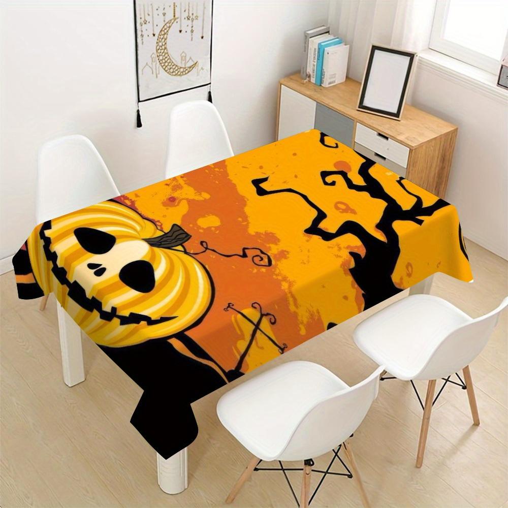 Halloween Jack O Lantern Spooky Tree Rectangle Table Cloth Waterproof Reusable Tablecloth for Halloween Holiday Party Decor
