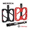 Велосипедная педаль MEROCA 3 подшипника Нескользящие педали для МТБ Герметичные три подшипника Алюминиевый сплав Педаль для горного велосипеда Велосипедные аксессуары