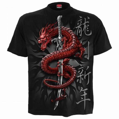 Spiral Direct Unisex Adult Oriental Dragon Back Print T-Shirt