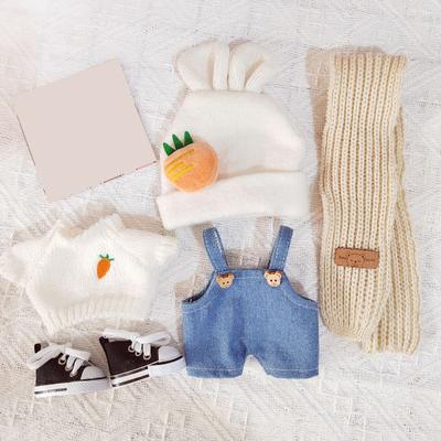 Одежда для кукол, мягкие милые наряды, реквизит, стильный комбинезон 20 см, шляпа, шарф, свитер, повседневная одежда, подарок на день рождения