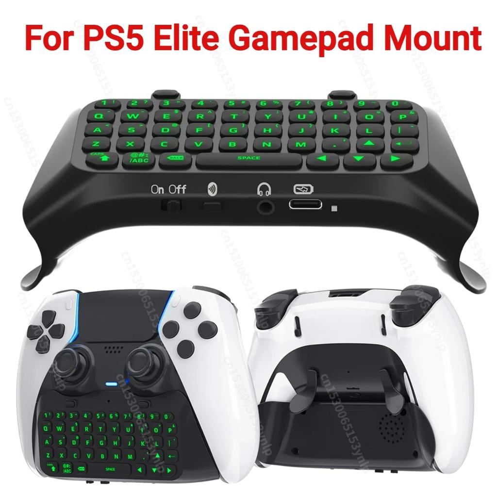 Мини-клавиатура Чатпад Беспроводная клавиатура, совместимая с Bluetooth, Зеленая подсветка, Встроенный динамик для контроллера PS5 Elite