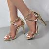 Summer New Arrival Sexy Gold High Heel Sandals Sizes Cross-Stage Plus Size Stiletto Open Toe High Heels