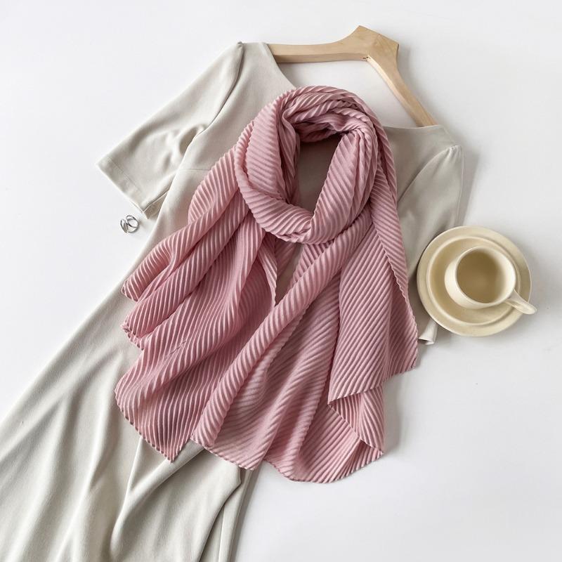 Однотонный шарф из искусственного хлопка и льна, шелковый шарф-плиссе для женщин * 0 см, квадратный шарф, шарф из искусственного шелка, головной платок