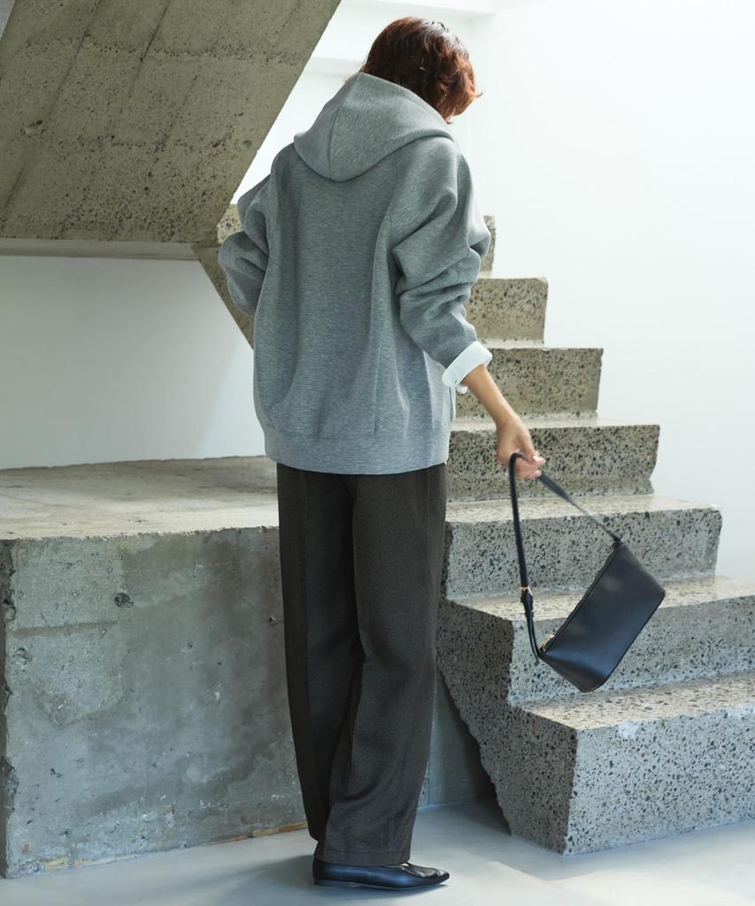 [AMERICAN HOLIC] "Bi-Bi-Bi" Tweed Straight Wide-Leg Pants Center Press Women's M Brown