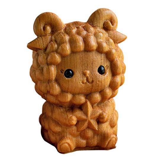 Yousheng Zodiac Animal Figurine Handcrafted Wood Chinese Zodiac Signs Multifunctional Mini Zodiac Table Decoration Gift for Zodiac Enthusiasts