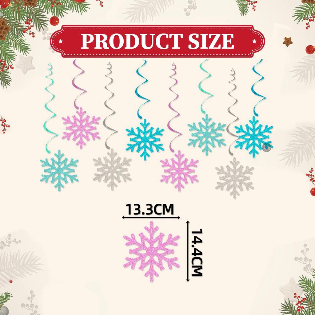 12 шт. Подвесные украшения в виде снежинок, потолочные стримеры, украшения для вечеринки в стиле «Страна чудес»